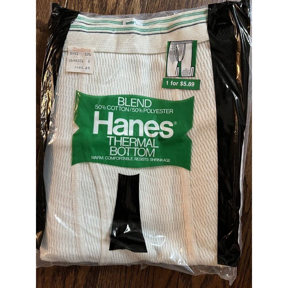 VTG 1977 NOS Hanes Thermal Underwear Bottom Size XL (42-44) Mens, White Waffle
